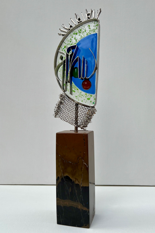 Elegance of Faith: Agate and Metal Bismillah Sculpture