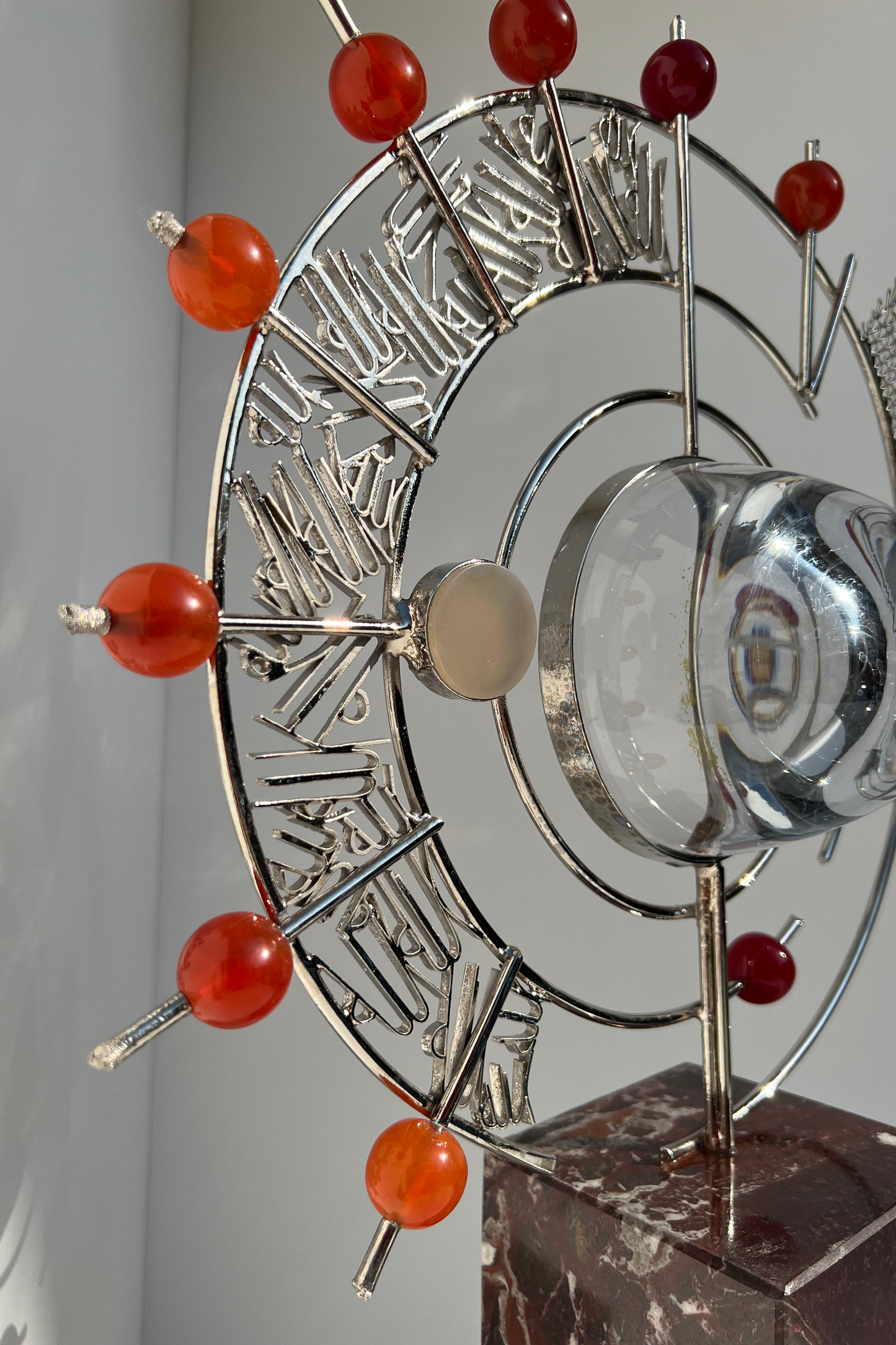Metal Sculpture with Glass & Agate Stones