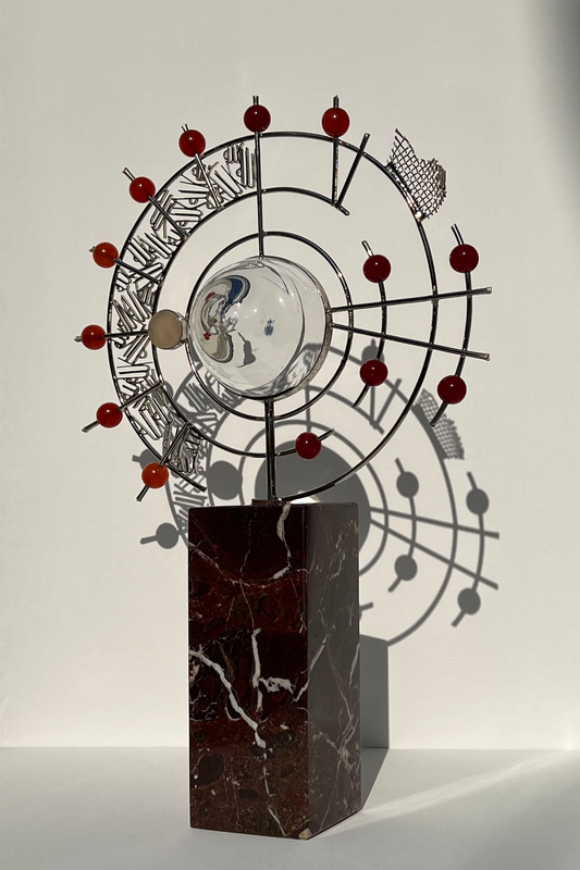 Metal Sculpture with Glass & Agate Stones