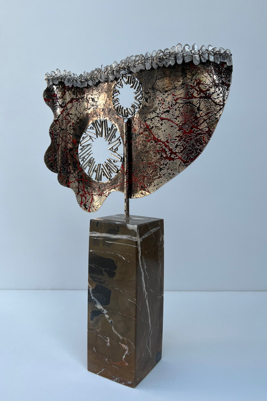 Metal Sculpture with Crystal Quartz