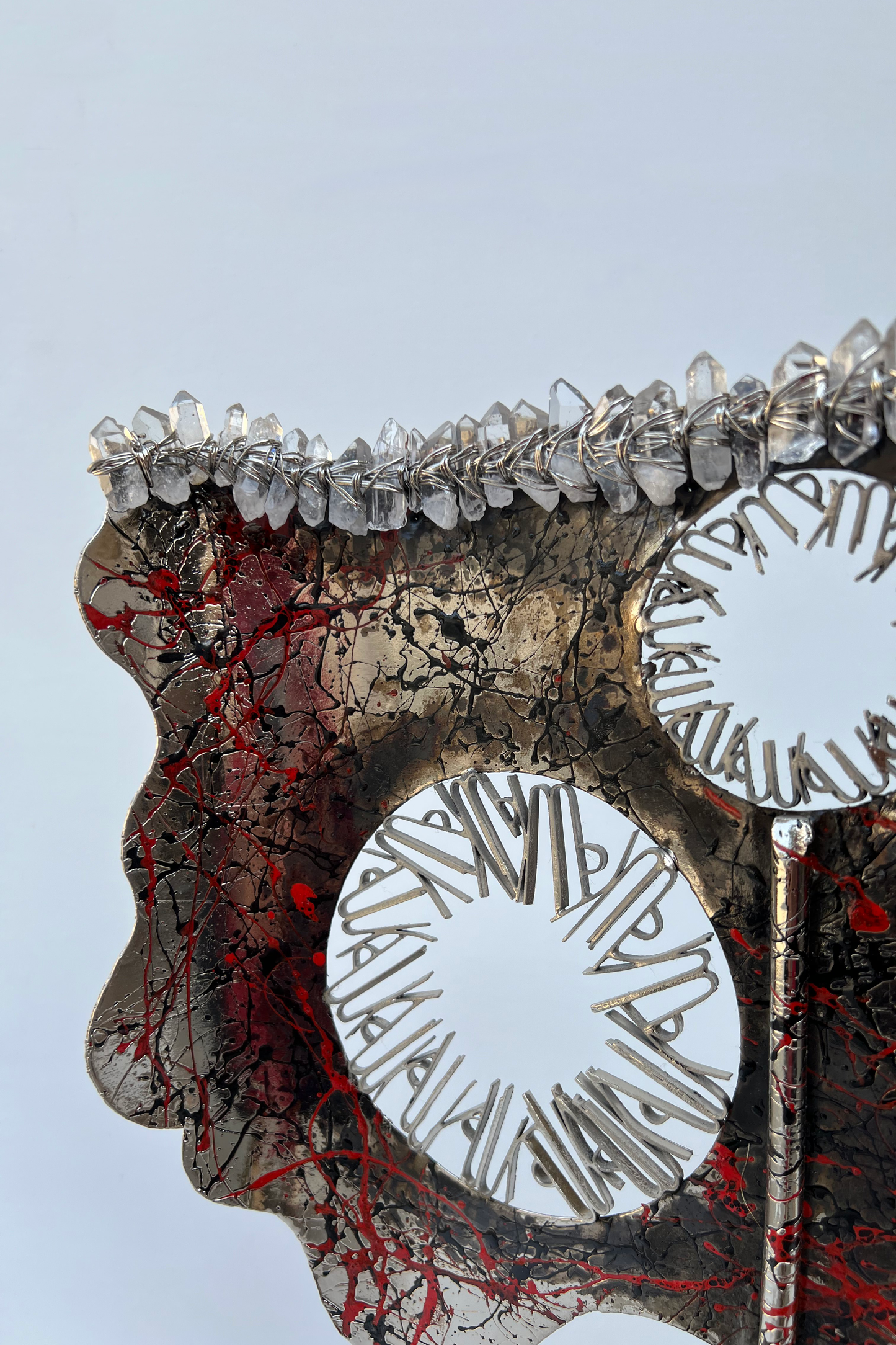 Metal Sculpture with Crystal Quartz