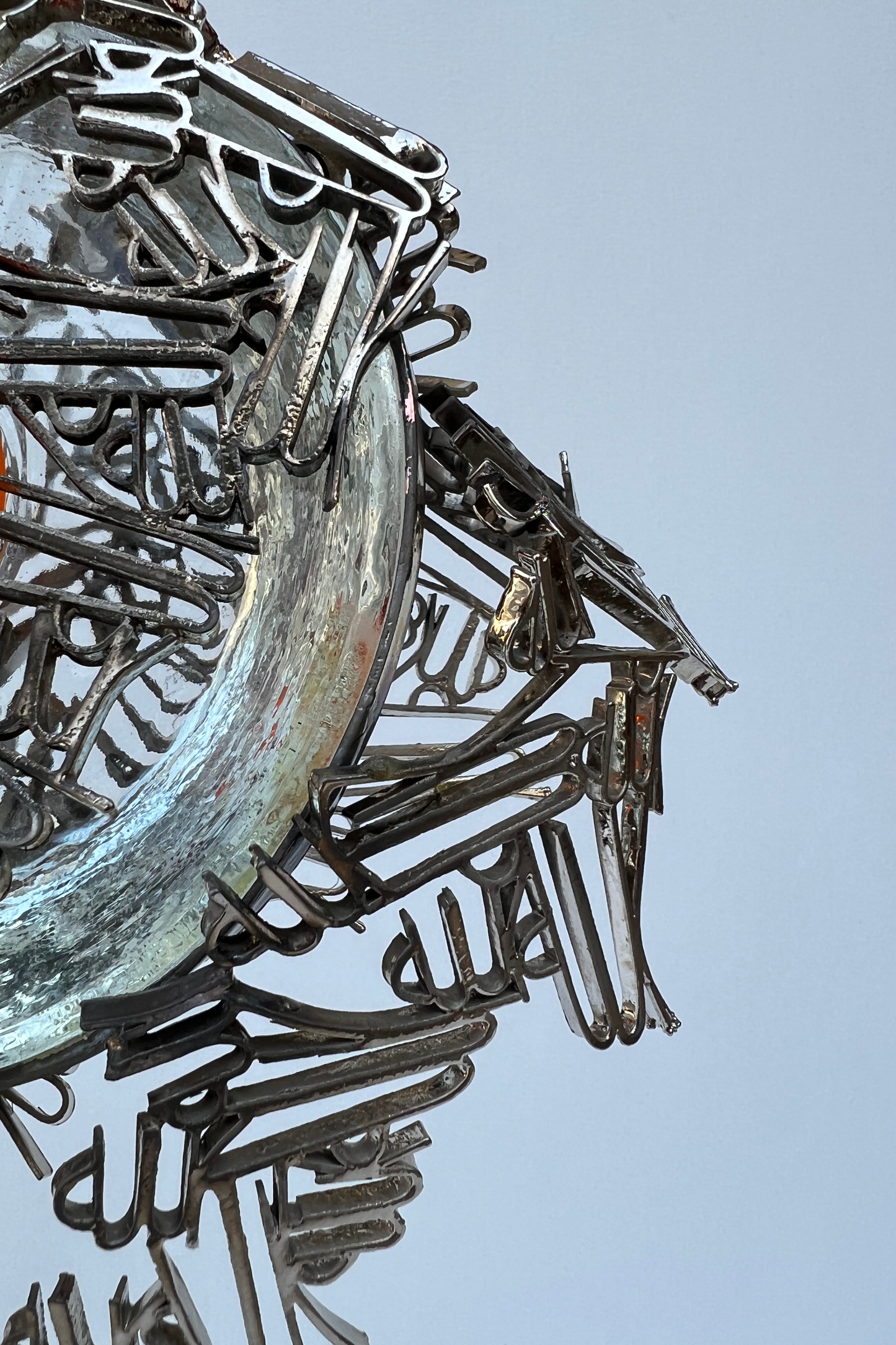 Metal Sculpture with Glass