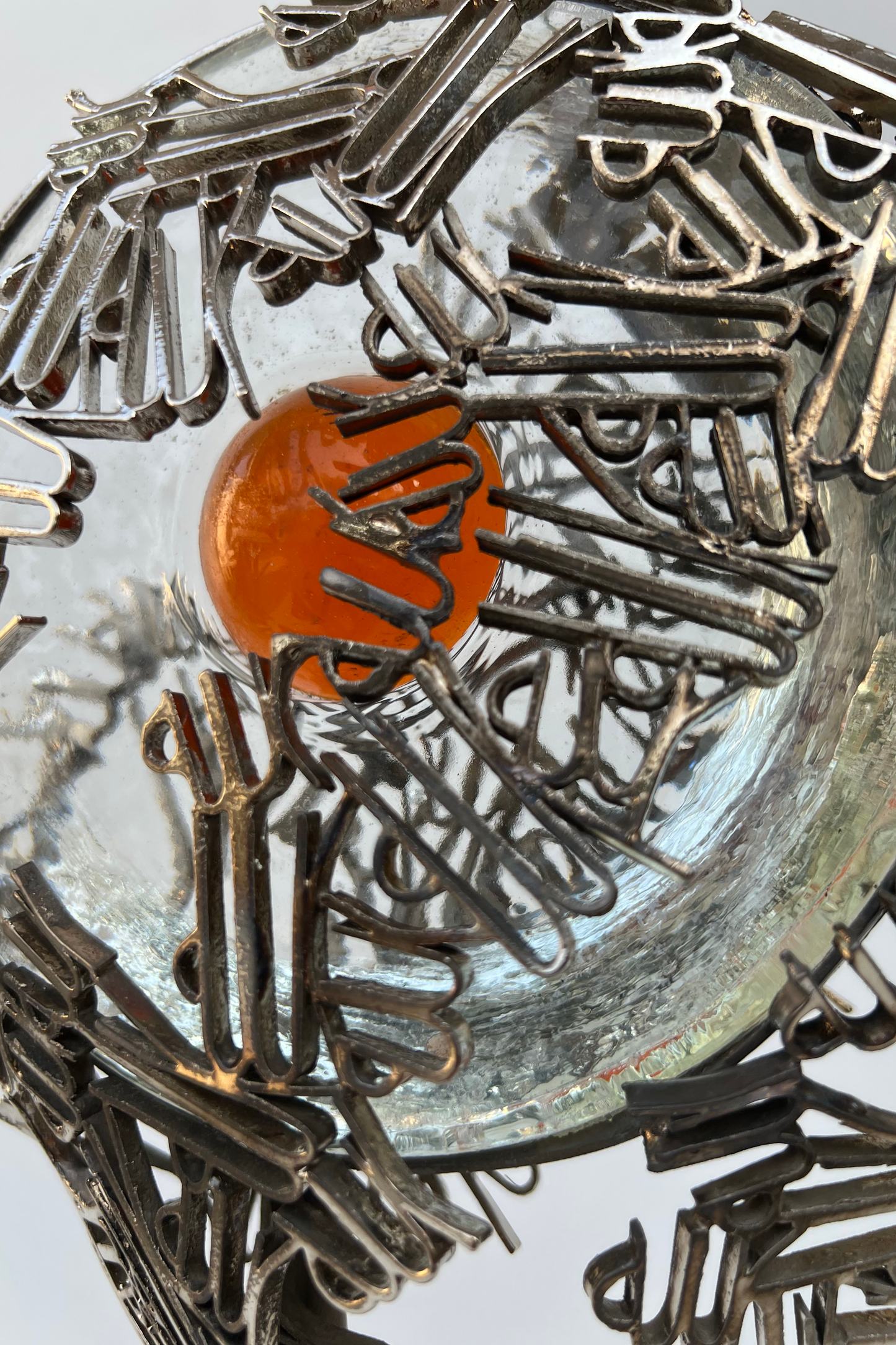 Metal Sculpture with Glass