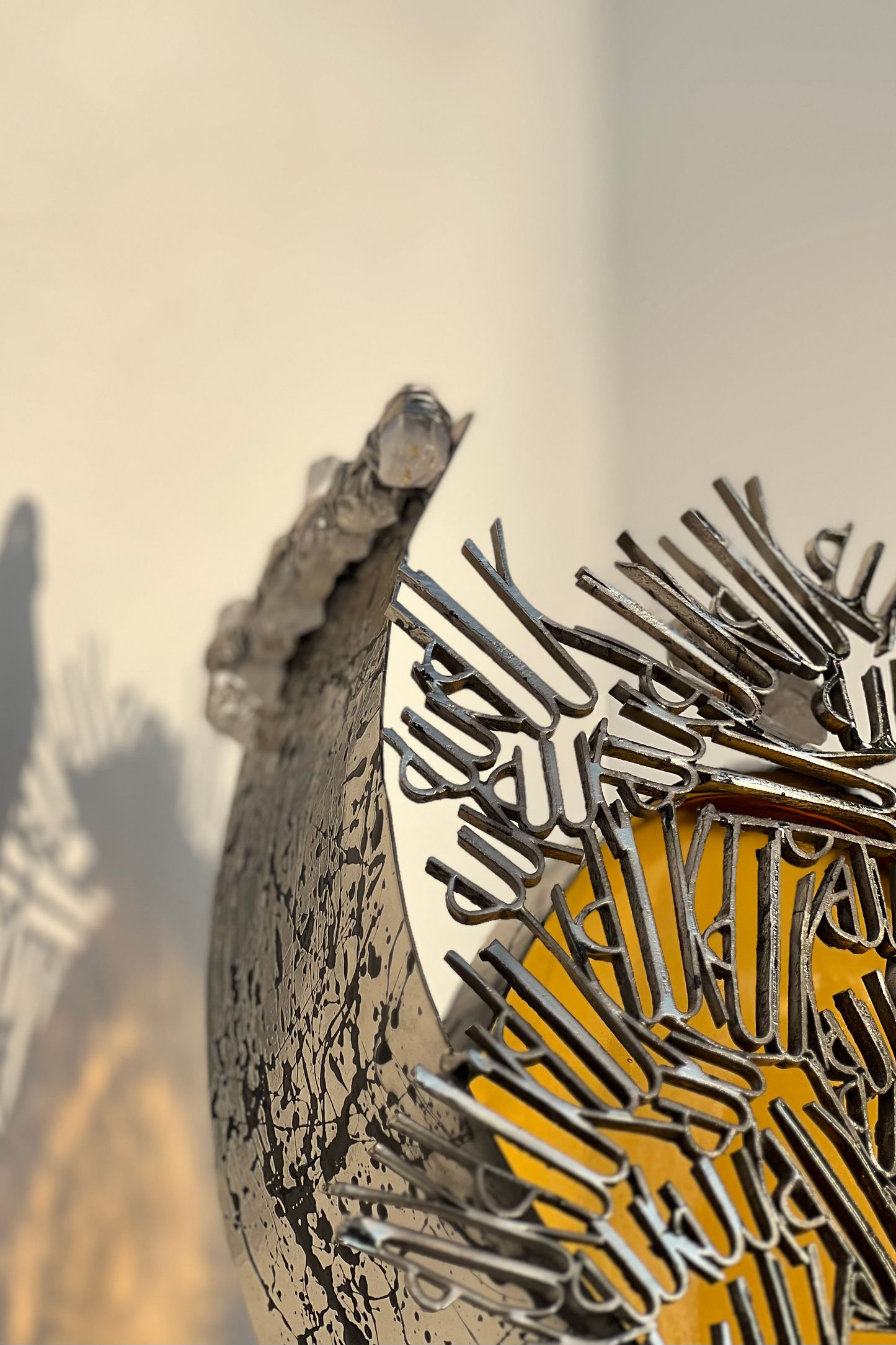 Metal Sculpture with Glass
