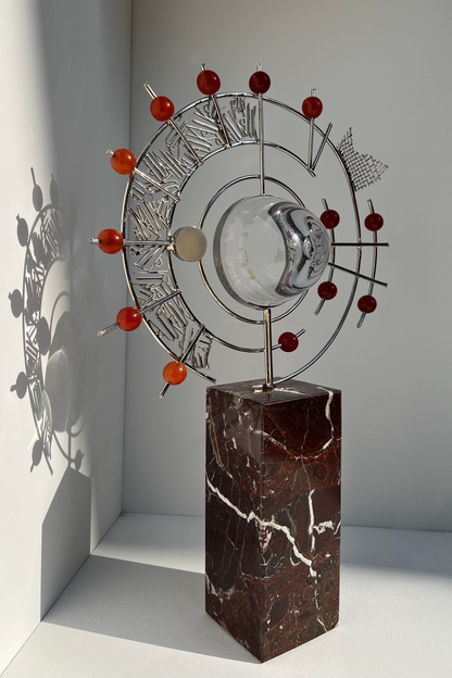 Metal Sculpture with Glass & Agate Stones