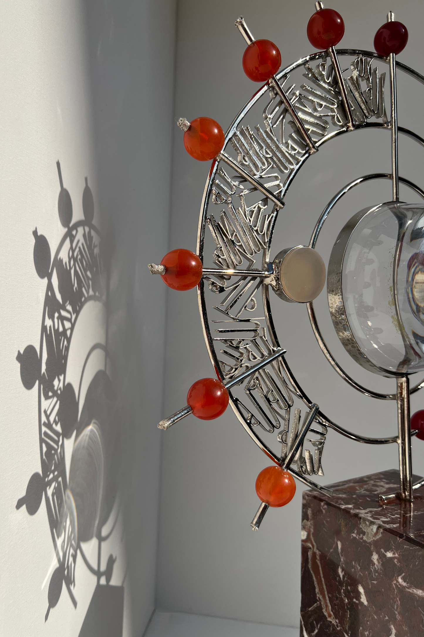 Metal Sculpture with Glass & Agate Stones