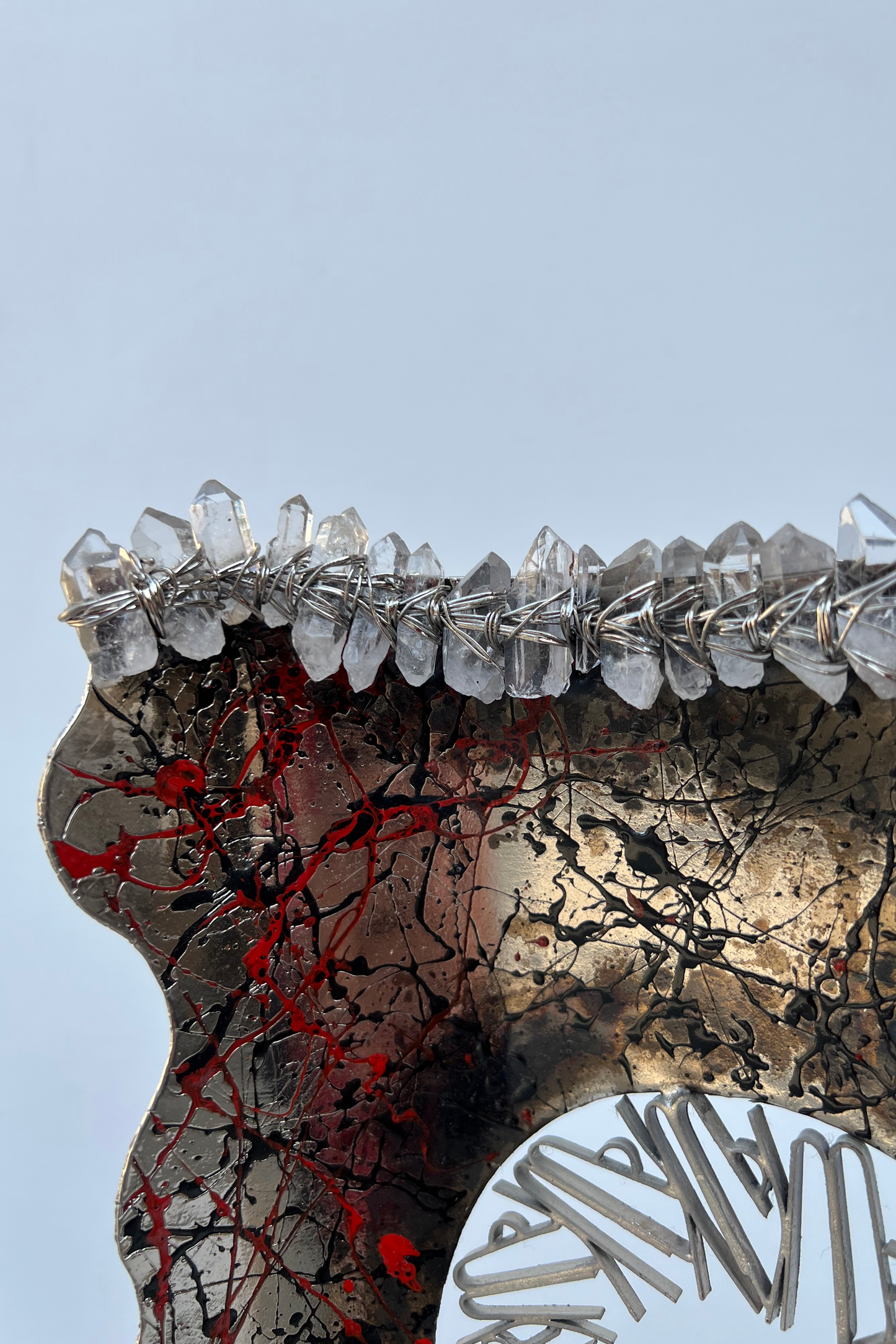 Metal Sculpture with Crystal Quartz