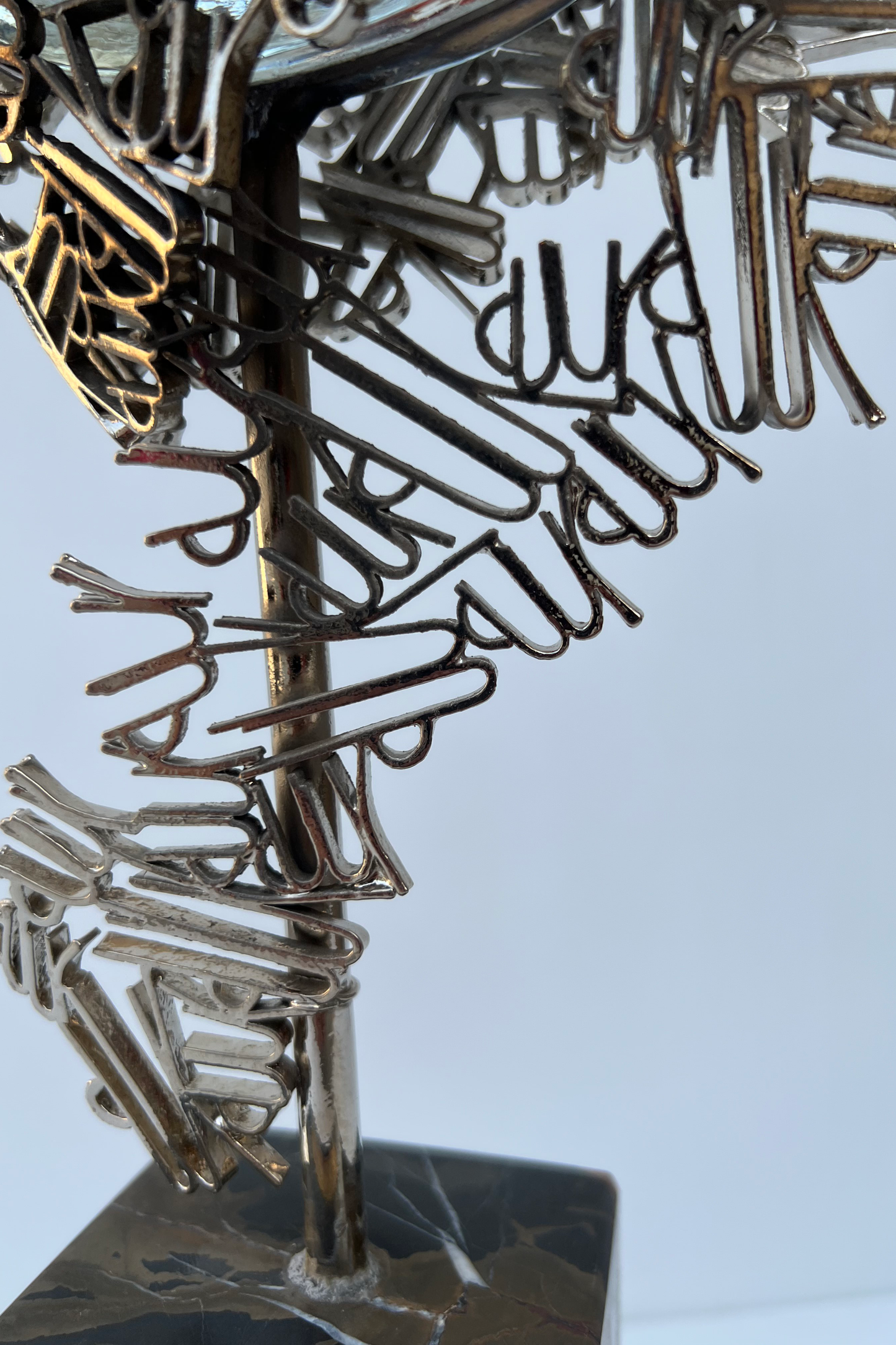 Metal Sculpture with Glass