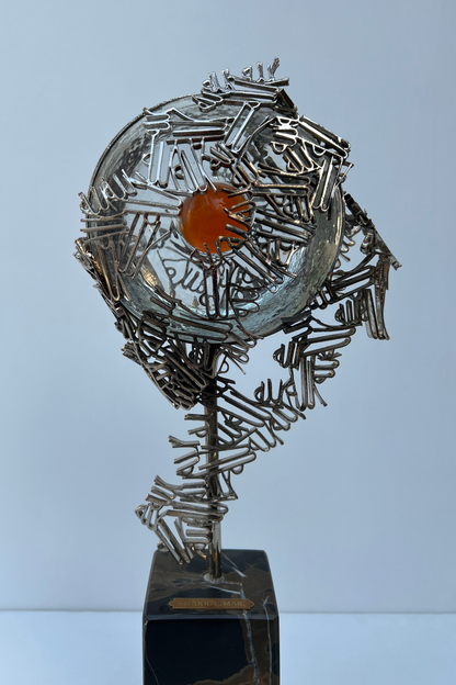 Metal Sculpture with Glass