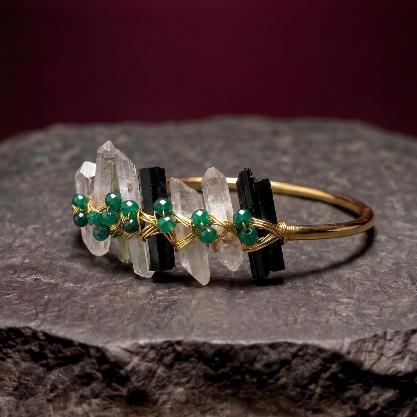 Crystal Quartz & Tourmaline - Bracelet