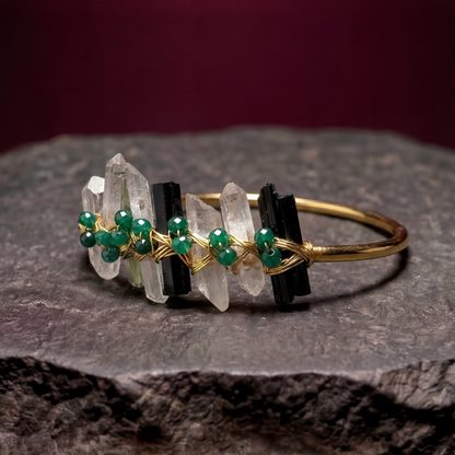 Crystal Quartz & Tourmaline - Bracelet