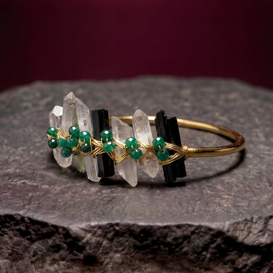 Crystal Quartz & Tourmaline - Bracelet